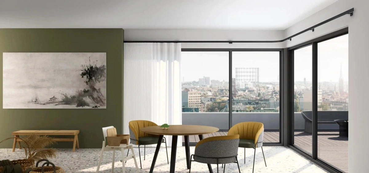 Riel motorizado Smart Electric de Interstil instalado detalle