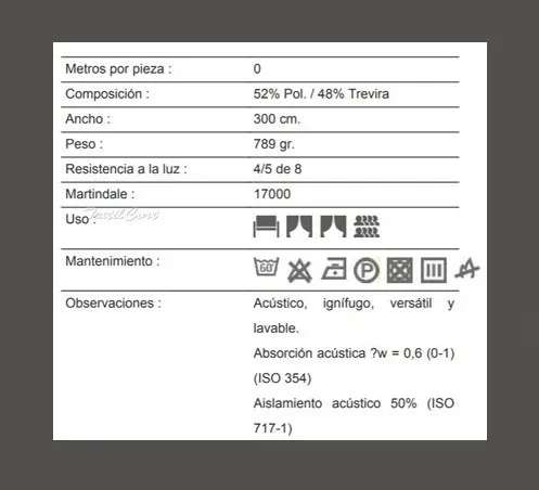 tela acústica Orfeo, certificaciones