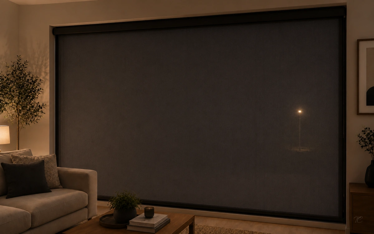 Estor Panama Chrome+ visto desde el interior durante la noche