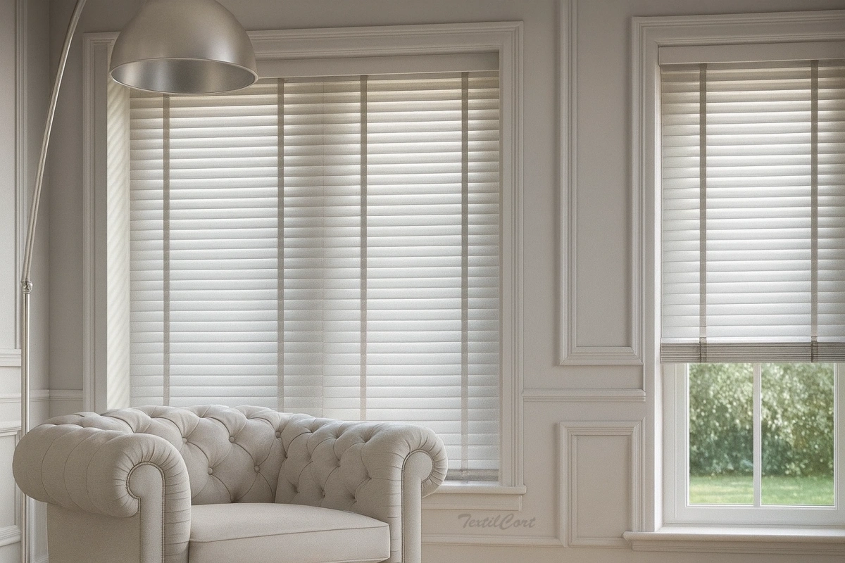 Venecianas de madera en salón clásico
