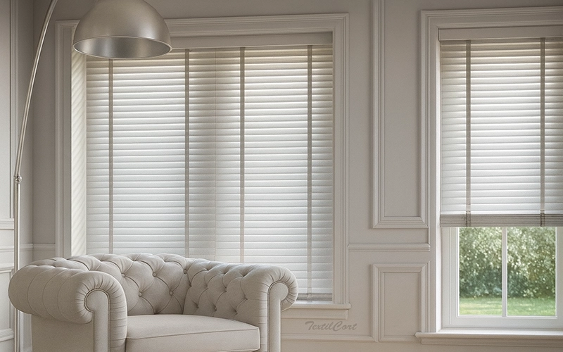 Venecianas de madera en salón clásico