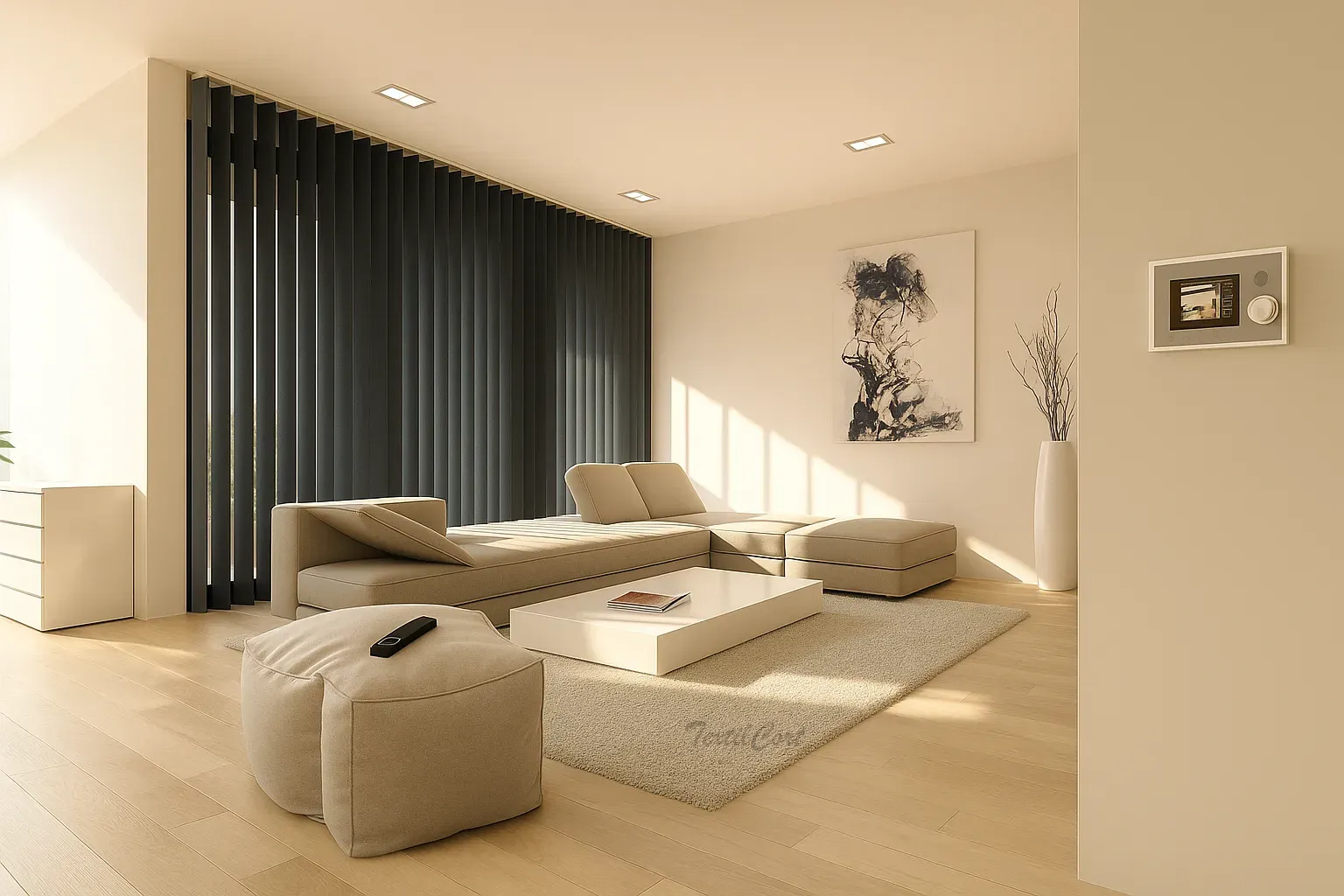 Cortina vertical 2 gris salon moderno