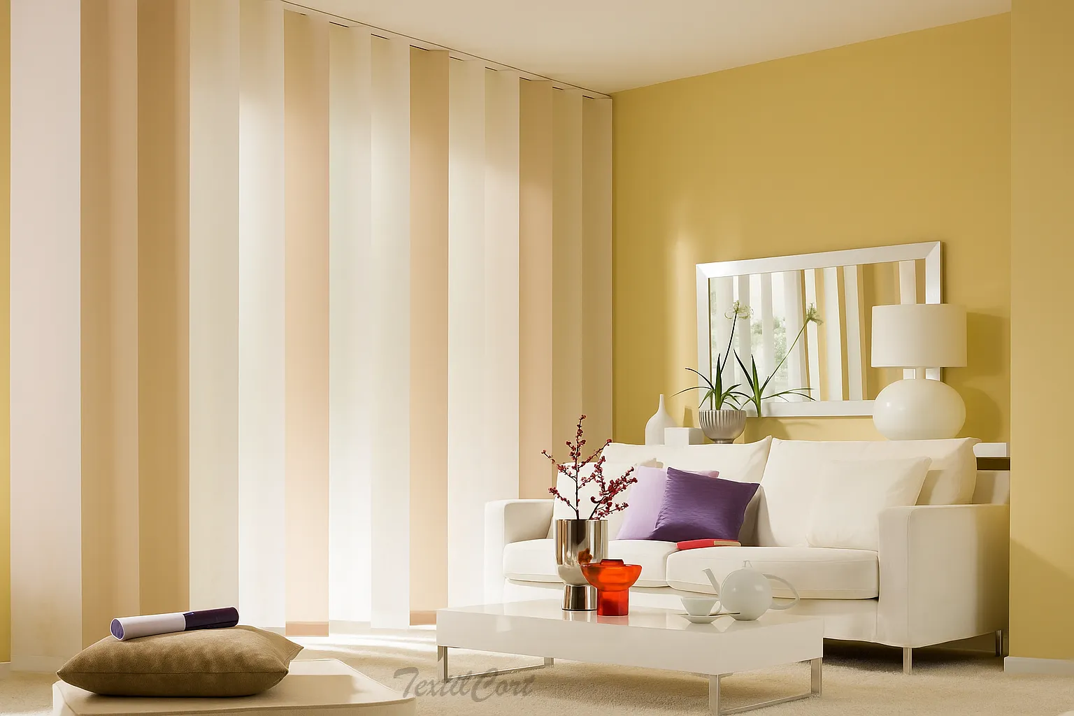 Cortina vertical 25 colores combinados beige natural salon moderno