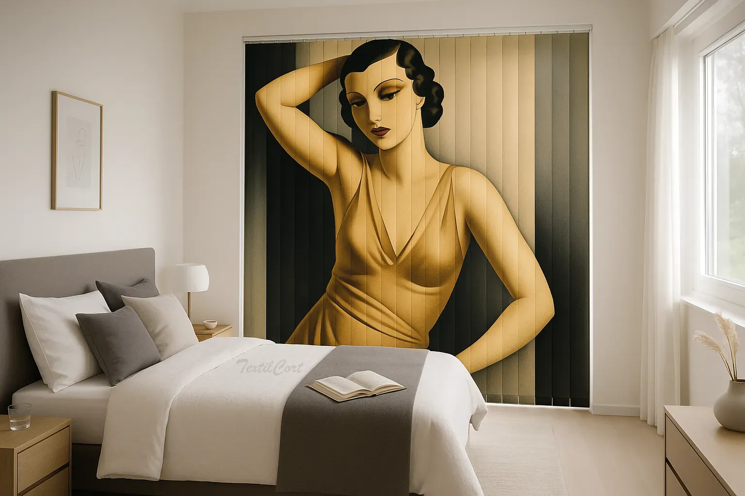 Cortina vertical 31 impresa mujer art deco