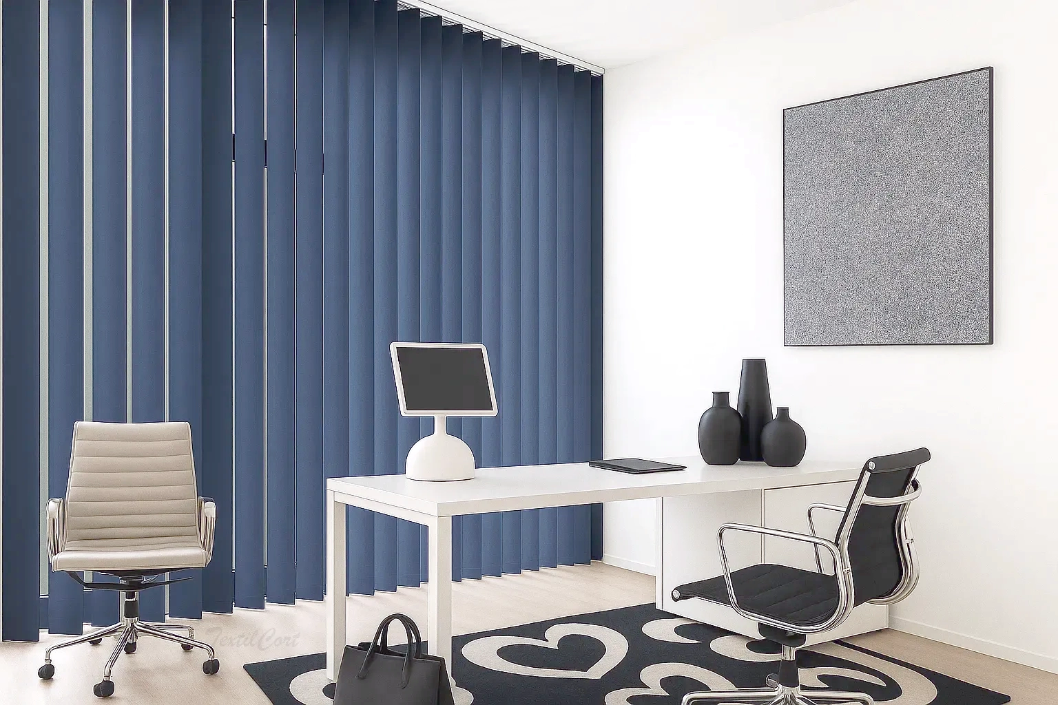 Cortina vertical 42 azul petroleo despacho moderno