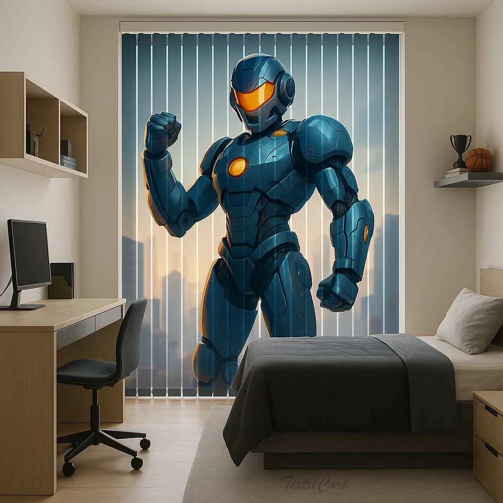 Cortina vertical 47 impresion digital dormitorio juvenil robot