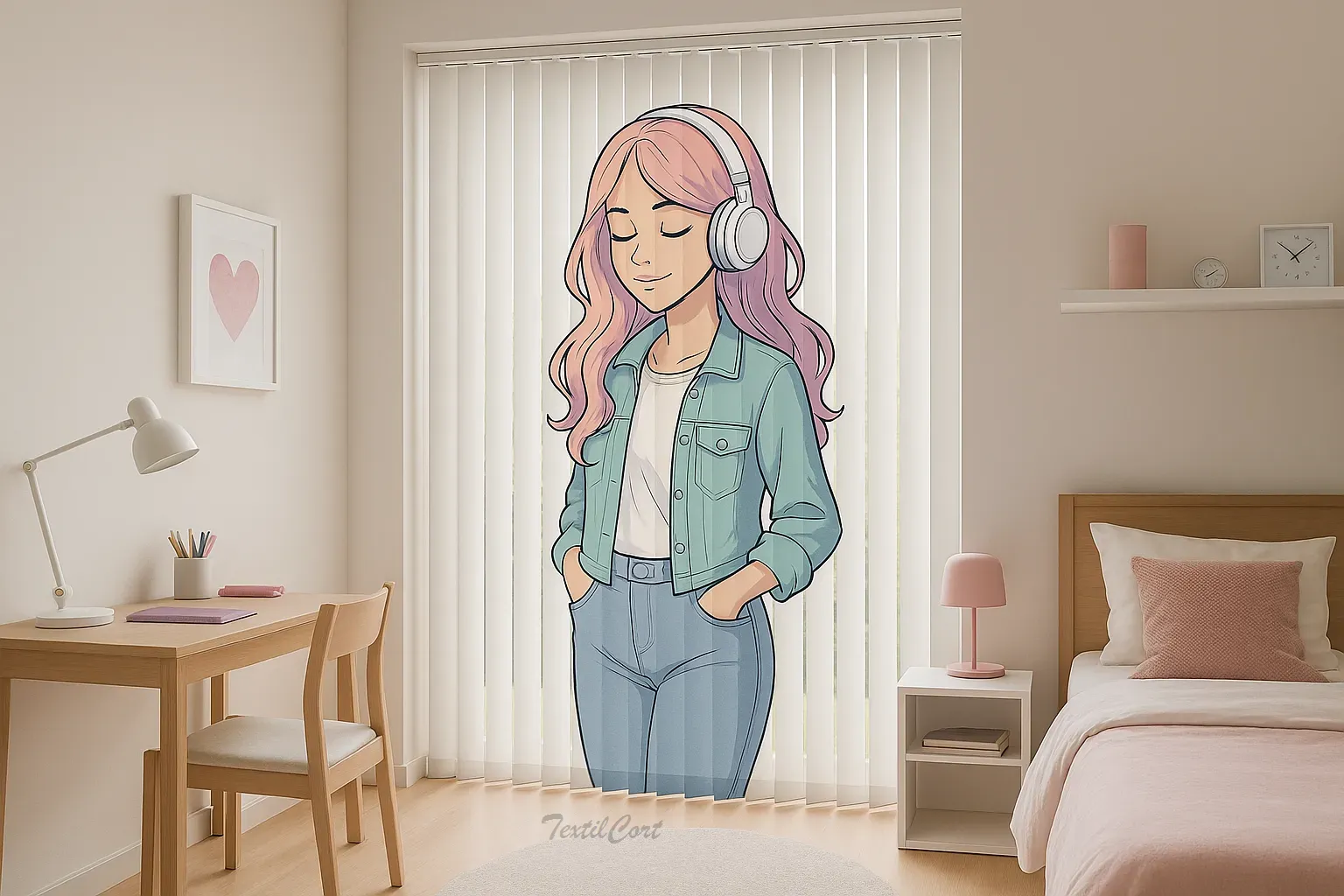 Cortina vertical 49 impresion digital dormitorio juvenil chica