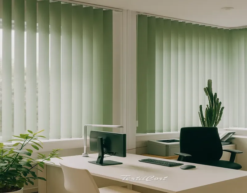 Cortina vertical 11 translucida verde oficina