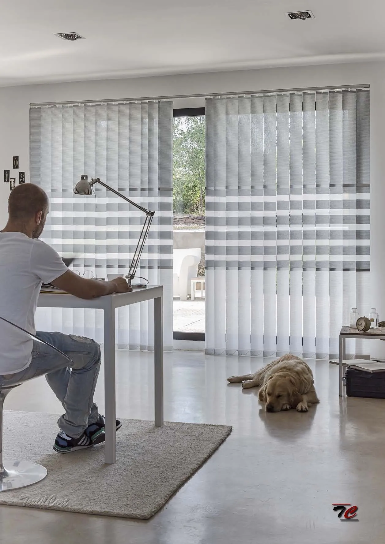 Cortina vertical 22 colores neutros combinados piedra salon moderno