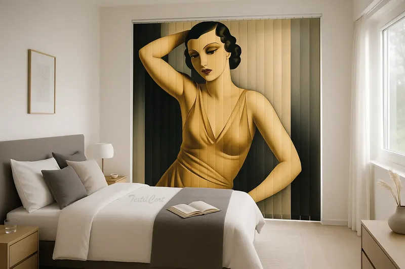 Cortina vertical 31 impresa mujer art deco