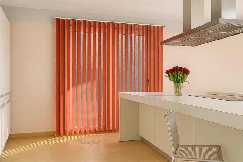 Cortina vertical 35 naranja en cocina