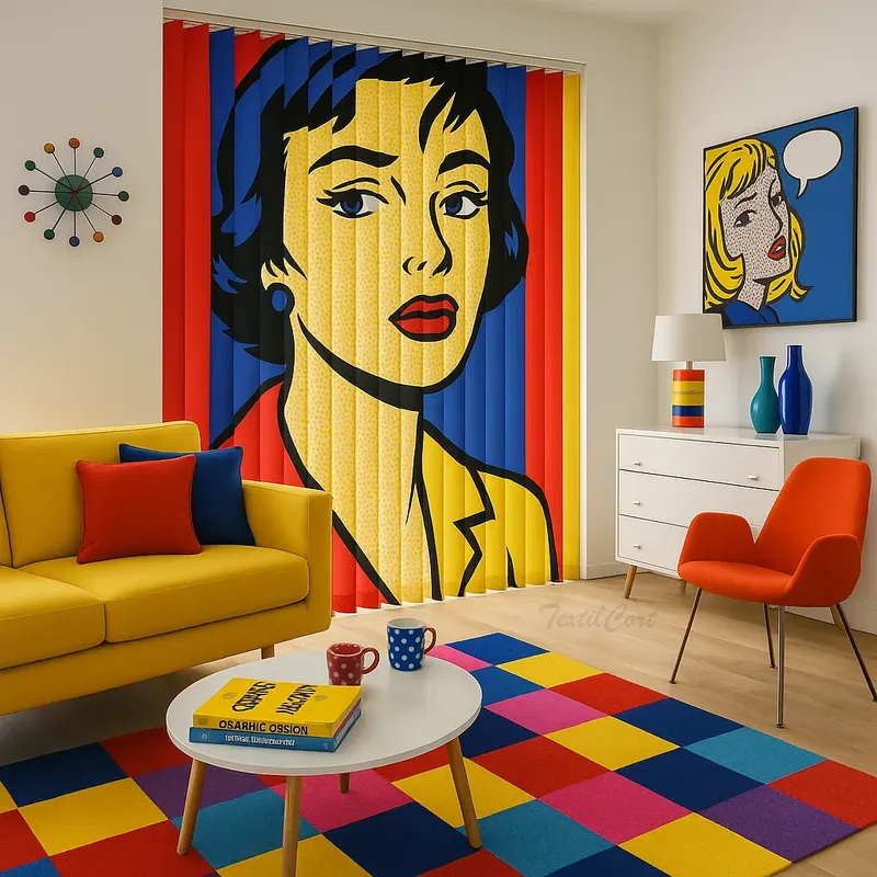 Cortina vertical 50 impresion digital estilo pop art salon