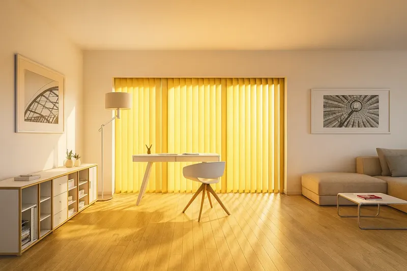 Cortina vertical 8 translucida ocre salon