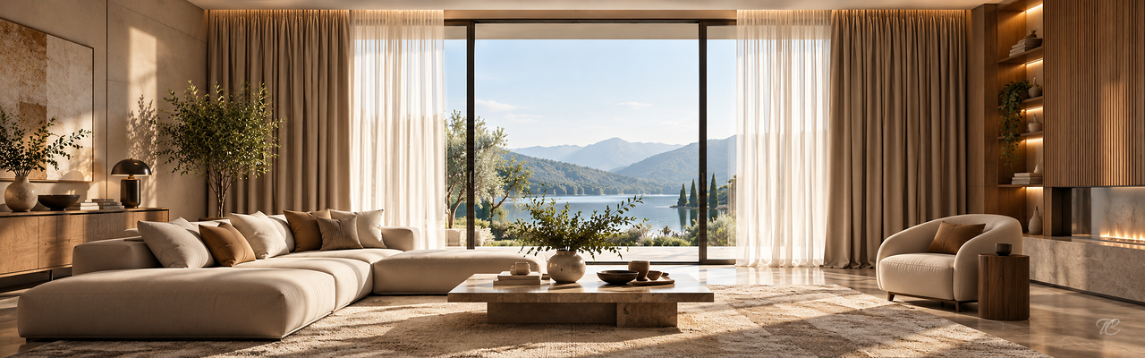 Cortina salón moderna a medida