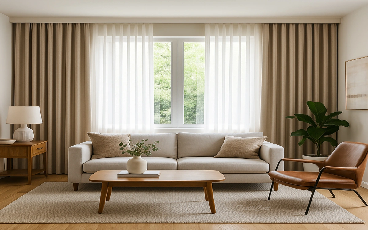 OPCIÓN 2: Salón con cortina doble (visillo + cortina tupida) ejemplo 3